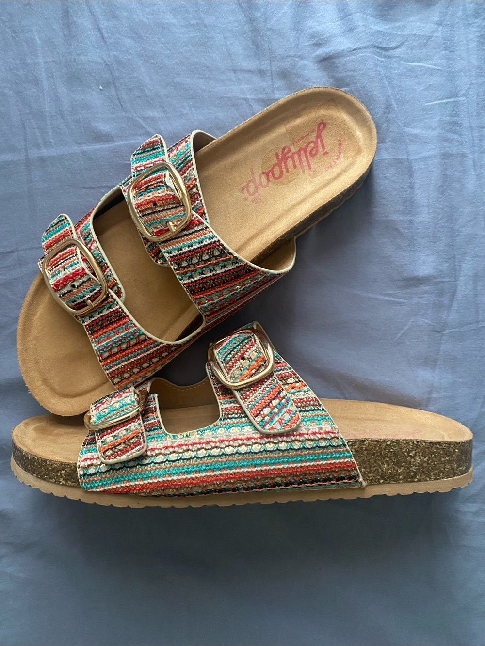 Jellypop Multicolor Striped Dual-Buckle Slide Sandals - Women - Picture 3 of 5